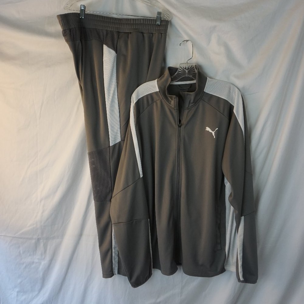 PUMA Light Grey/White Men's 2 Piece Drycell Tracksuit - Jacket & Pants XL